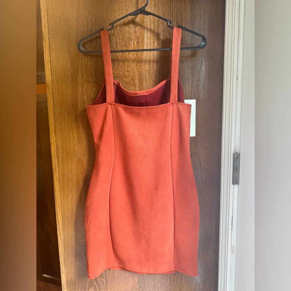 iris Rust-Orange Button-Front Mini Dress - Picture 5 of 6